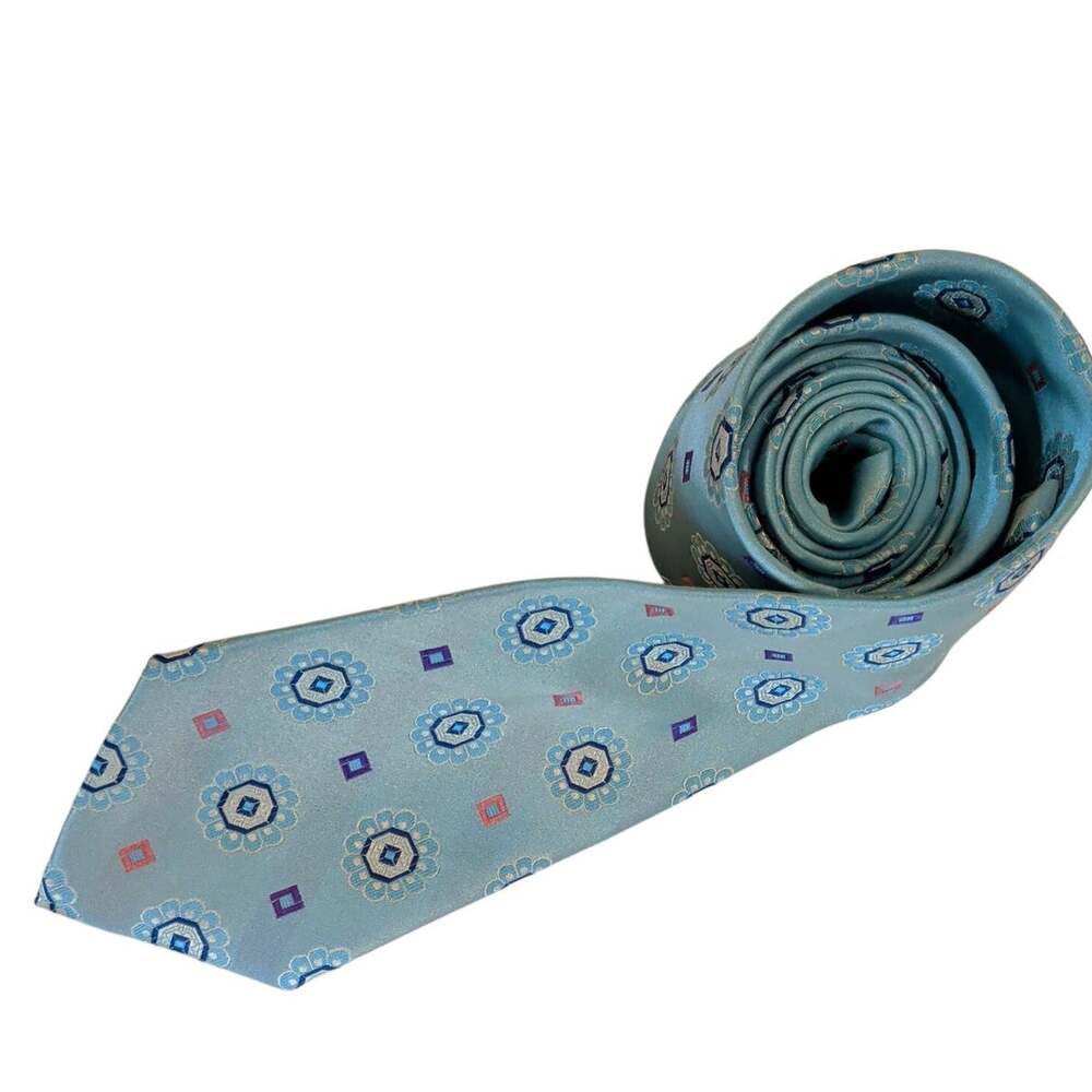 Vintage Bruno Piatelli Roma Light Blue Tie Cravatte Handmade 100% Silk Italy